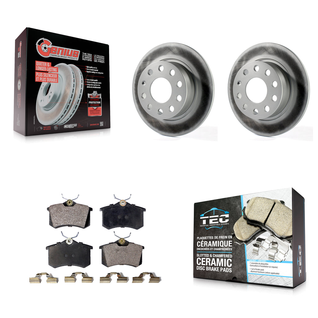 Rear Coated Disc Brake Rotors & Ceramic Pad Kit For Volkswagen Jetta Beetle Golf