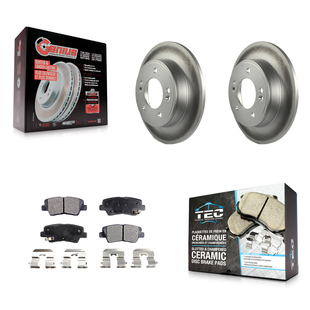 Rear Coat Brake Rotor Ceramic Pad Kit For Hyundai Elantra Kia Soul Forte GT Koup