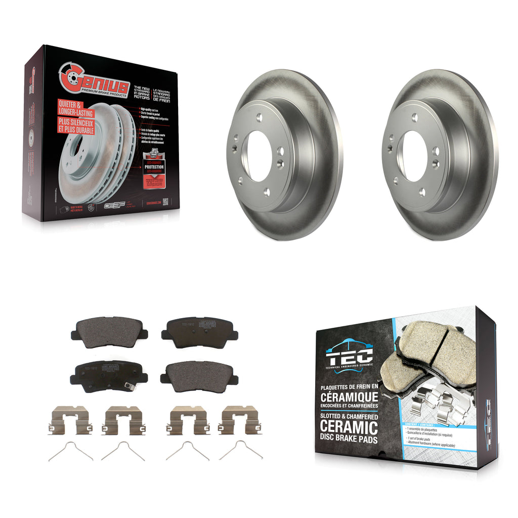 Rear Coated Disc Brake Rotors Ceramic Pad Kit For Hyundai Elantra Kia Soul Venue