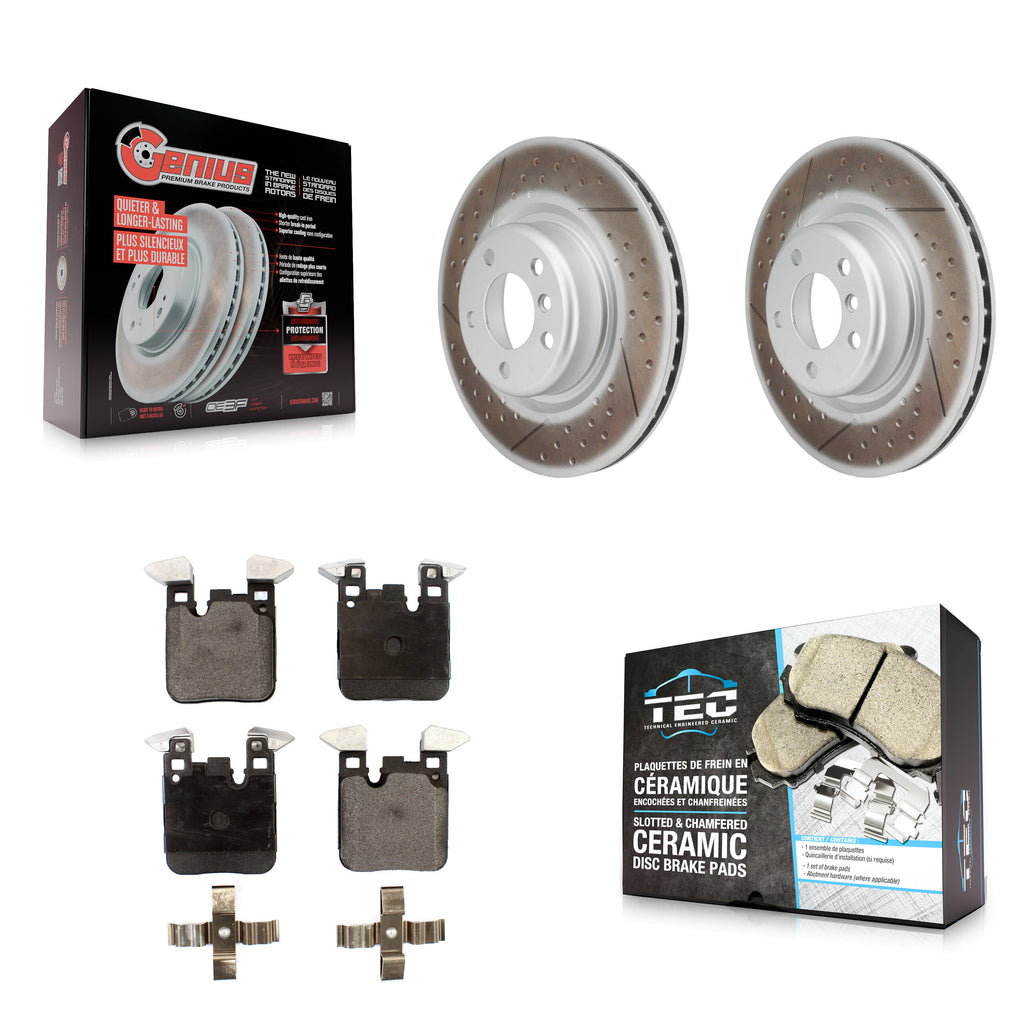 Rear Coated Brake Rotor Ceramic Pad Kit For BMW 328i 428i 320i xDrive 228i M235i