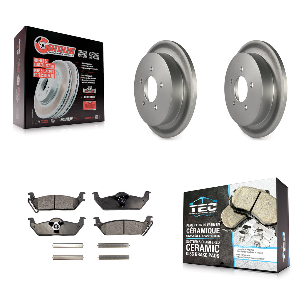 Rear Coated Disc Brake Rotors And Ceramic Pads Kit For Ford F-150