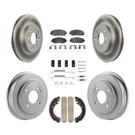 Front Rear Coat Brake Rotors Ceramic Pad Drum Kit (7Pc) For Honda Civic Acura EL