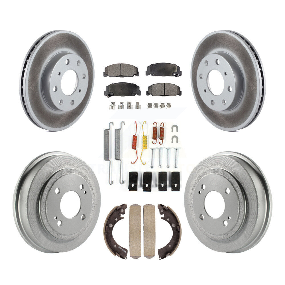 Front Rear Coated Disc Brake Rotors Ceramic Pad & Drum Kit (7Pc) For Honda Civic