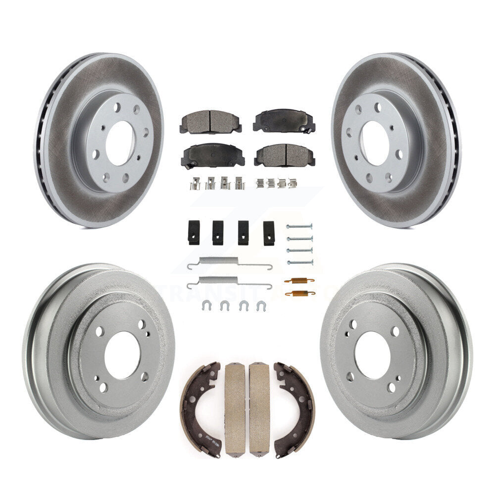 Front Rear Coated Disc Brake Rotors Ceramic Pad & Drum Kit (7Pc) For Honda Civic