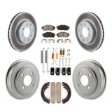 Front Rear Coated Disc Brake Rotors Ceramic Pad & Drum Kit (7Pc) For Honda Civic