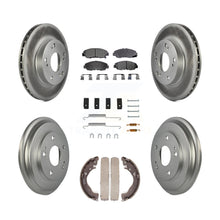 Charger l'image dans la galerie, Front Rear Coated Disc Brake Rotors Ceramic Pad &amp; Drum Kit (7Pc) For Honda Civic