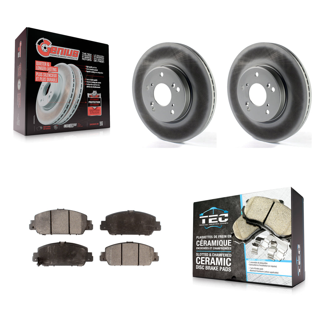 Front Coated Disc Brake Rotors And Ceramic Pads Kit For Honda Accord HR-V