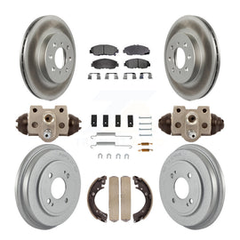 Front Rear Coated Disc Brake Rotors Ceramic Pad & Drum Kit (9Pc) For Honda Civic