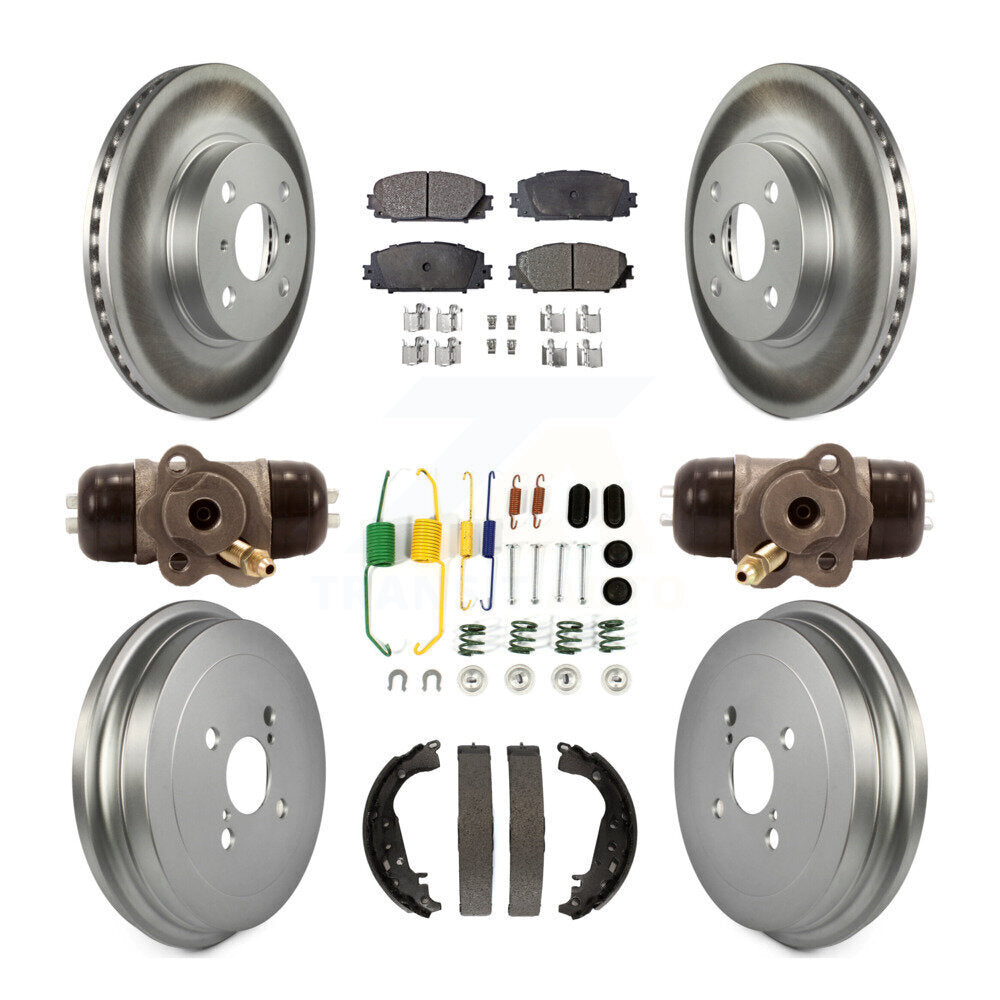 Front Rear Coated Disc Brake Rotor Ceramic Pad & Drum Kit (9Pc) For Toyota Yaris