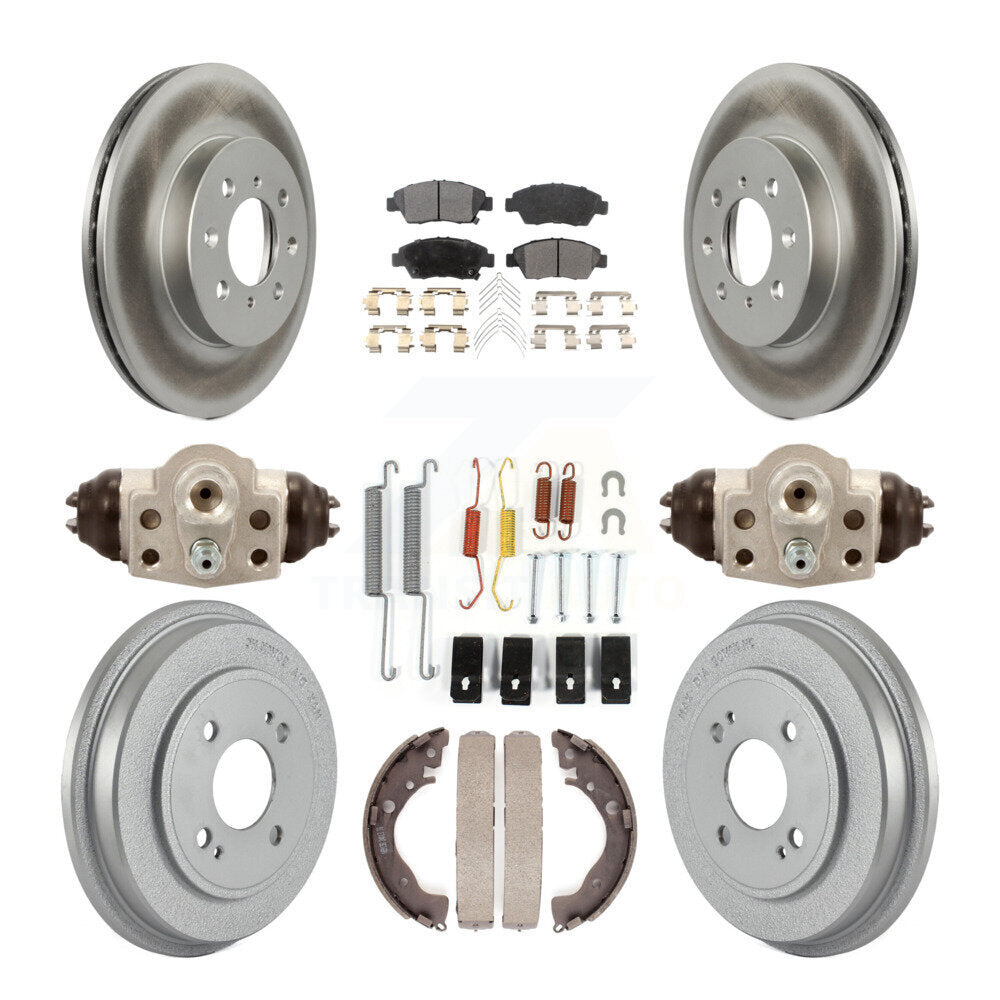 Front Rear Coated Disc Brake Rotors Ceramic Pad And Drum Kit (9Pc) For Honda Fit