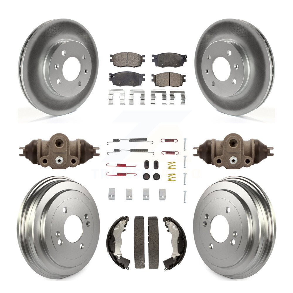 Front Rear Coated Brake Rotors Ceramic Pad Drum Kit (9Pc) For Hyundai Accent Kia