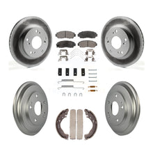 Charger l'image dans la galerie, Front Rear Coated Disc Brake Rotors Ceramic Pad &amp; Drum Kit (7Pc) For Honda Civic