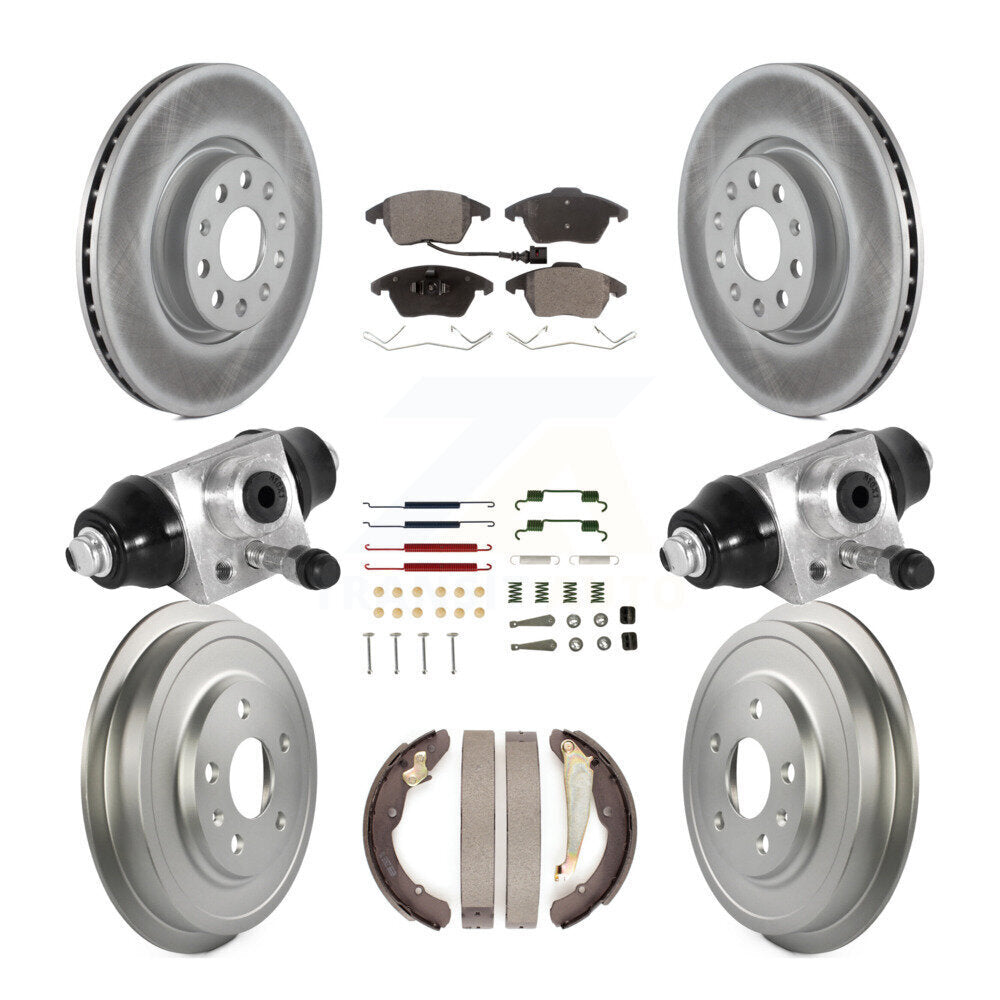 Front Rear Coat Disc Brake Rotor Ceramic Pad Drum Kit (9Pc) For Volkswagen Jetta