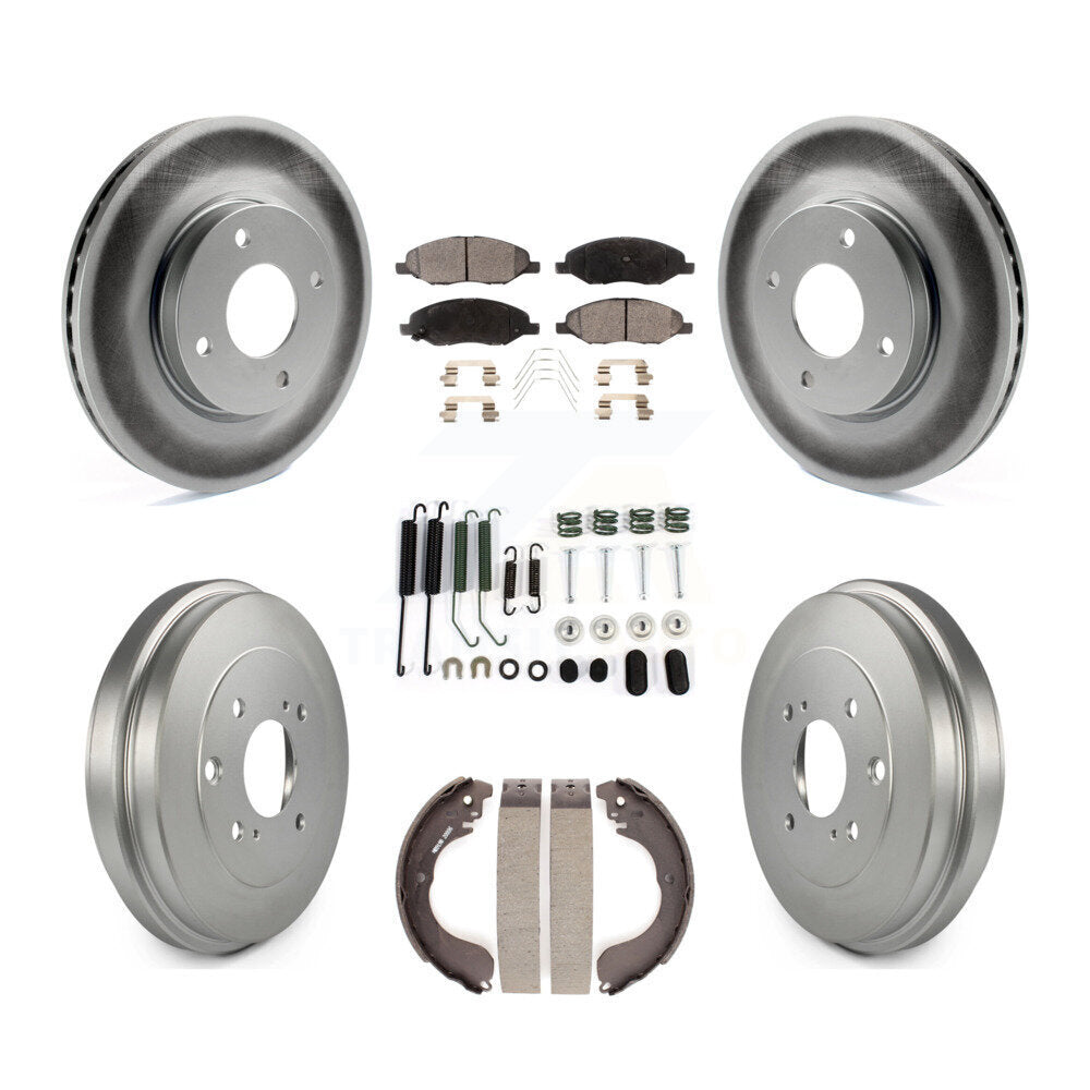 Front Rear Coated Disc Brake Rotor Ceramic Pad & Drum Kit (7Pc) For Nissan Versa