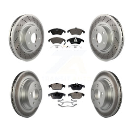 Front Rear Coated Disc Brake Rotors And Ceramic Pads Kit For Mercedes-Benz E350