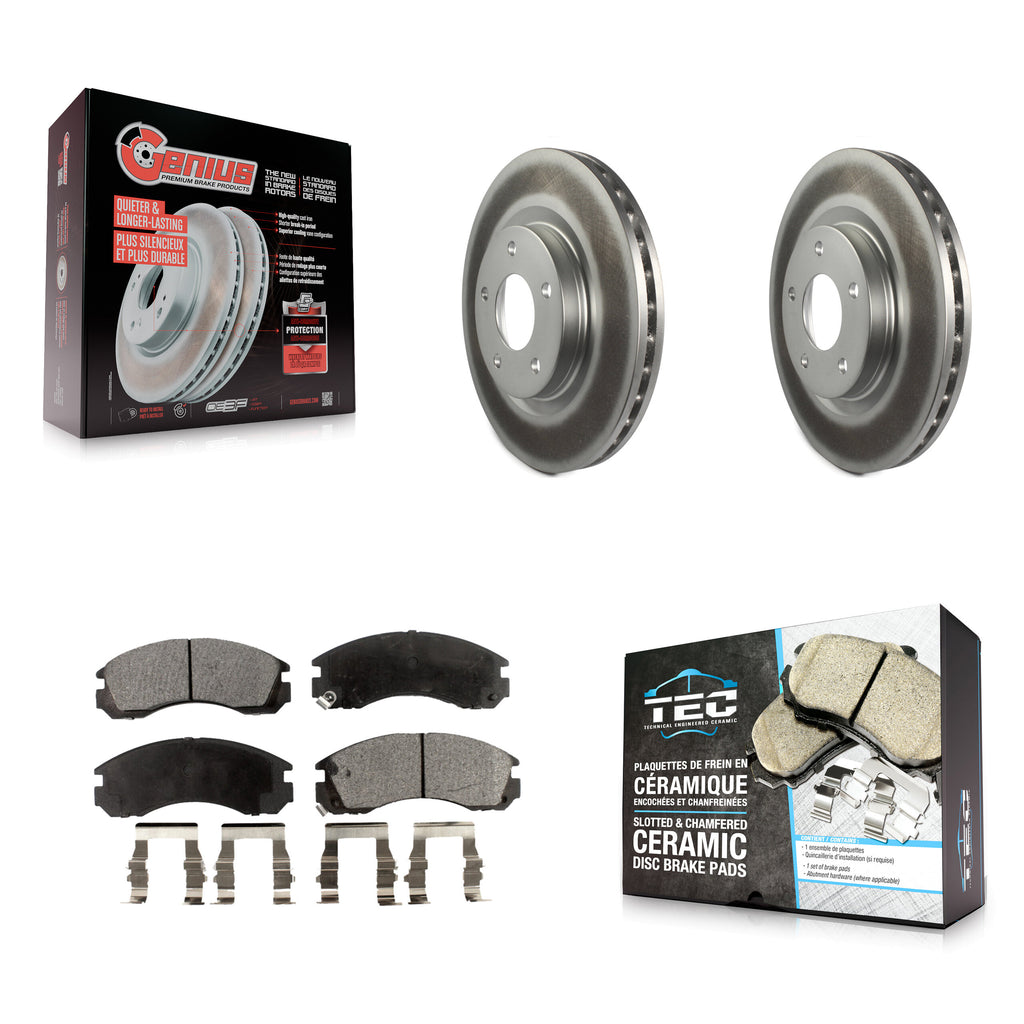 Front Coated Disc Brake Rotors And Ceramic Pads Kit For Mitsubishi Lancer
