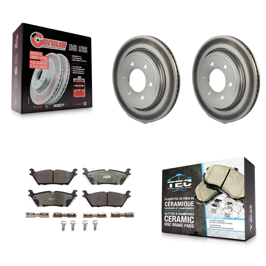 Rear Coat Brake Rotor Ceramic Pad Kit For Ford F-150 With Electric Parking