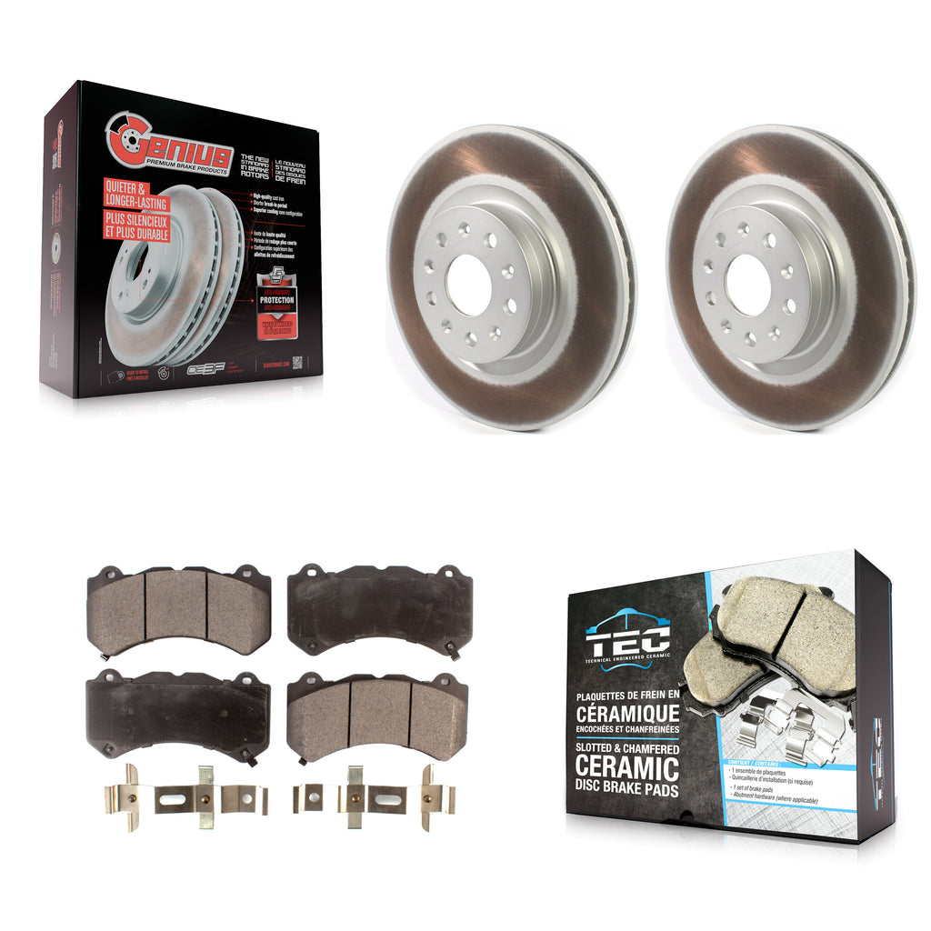 Front Coated Disc Brake Rotors And Ceramic Pads Kit For Cadillac CTS