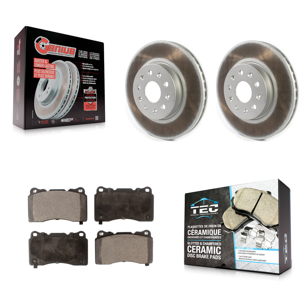 Front Coated Brake Rotor & Ceramic Pad Kit For Chevrolet Camaro Cadillac CTS CT6