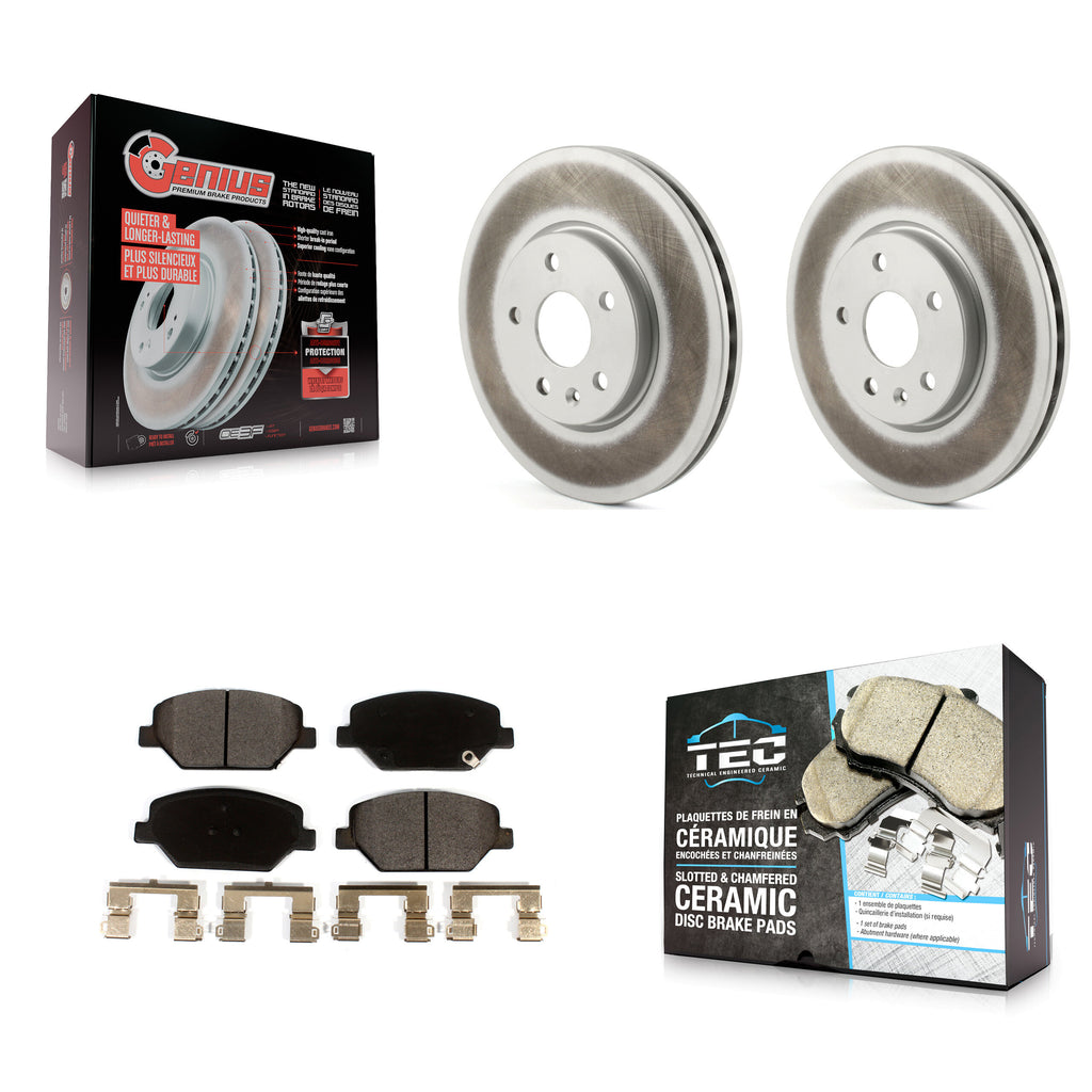 [Front] 2019 Buick Envision Cadillac XT4 Premium Coated Rotors & Ceramic Pads Brake Kit For Max Braking