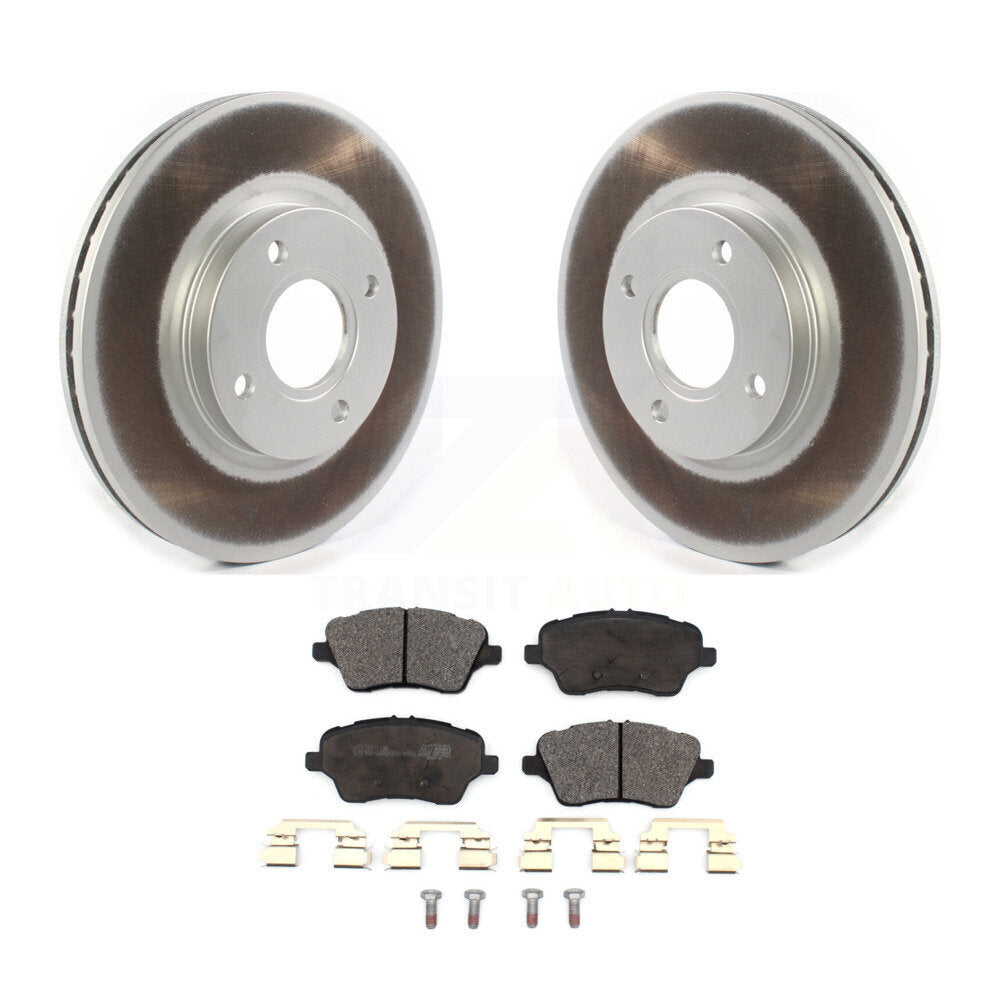 Front Coated Disc Brake Rotors And Ceramic Pads Kit For 2014-2019 Ford Fiesta ST