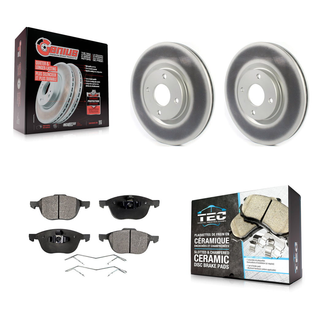 [Front] 2018-2022 Ford EcoSport Premium Coated Rotors & Ceramic Pads Brake Kit For Max Braking