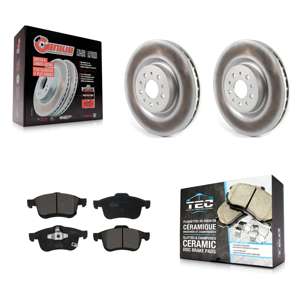 [Front] 2015-2021 Ram ProMaster City Premium Coated Rotors & Ceramic Pads Brake Kit For Max Braking