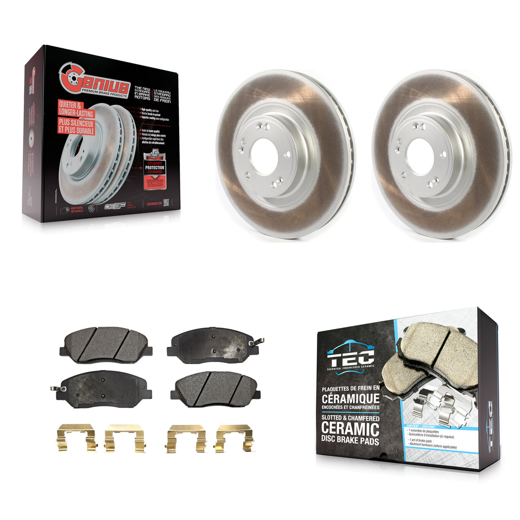 [Front] 2012 Hyundai Genesis 3.8L Premium Coated Rotors & Ceramic Pads Brake Kit For Max Braking