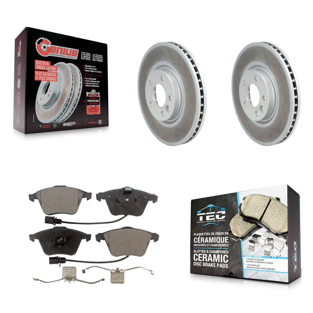 Front Coated Disc Brake Rotors And Ceramic Pads Kit For Volkswagen CC
