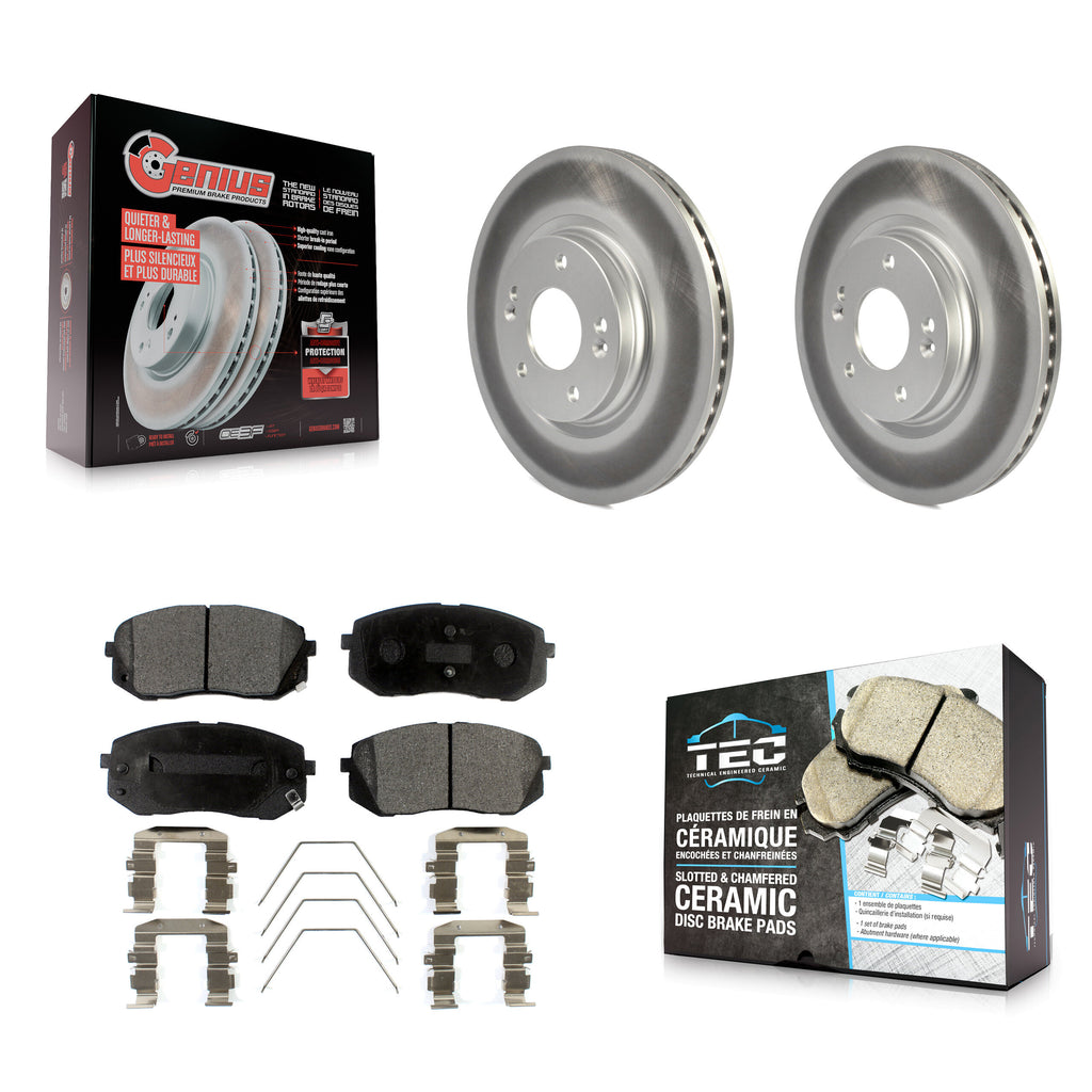 Front Coat Disc Brake Rotor Ceramic Pad Kit For Kia Soul Hyundai Kona Elantra GT