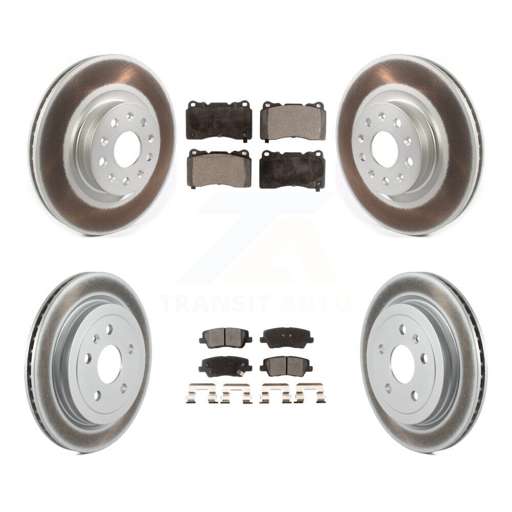 Front Rear Coated Disc Brake Rotors And Ceramic Pads Kit For Cadillac CTS