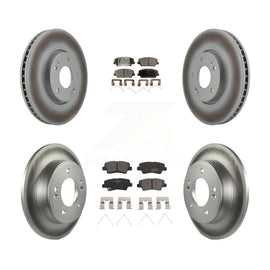 Front Rear Coated Disc Brake Rotors And Ceramic Pads Kit For Hyundai Veloster