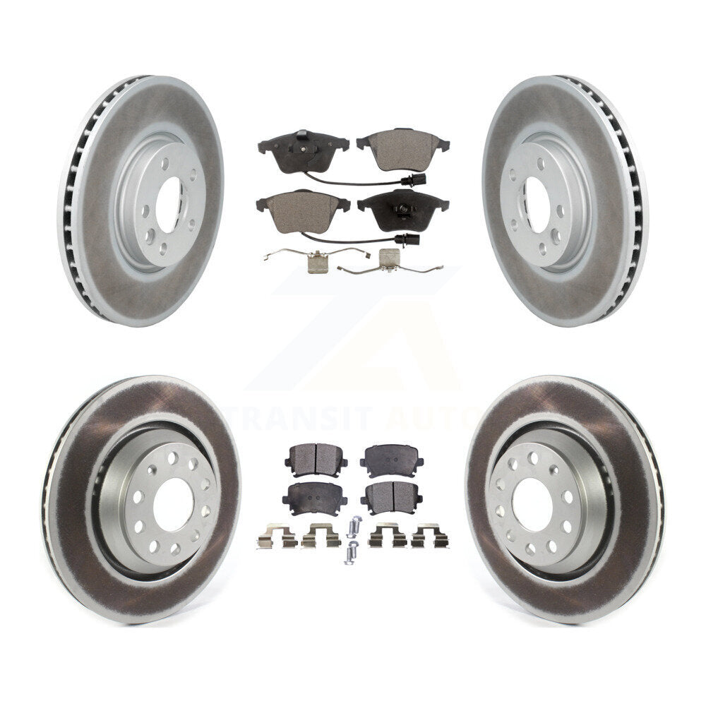 Front Rear Coated Disc Brake Rotors And Ceramic Pads Kit For Volkswagen CC