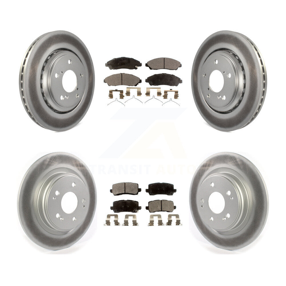 Front Rear Coated Disc Brake Rotors And Ceramic Pads Kit For Acura MDX