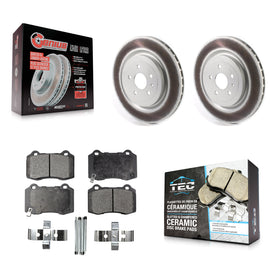 Rear Coated Disc Brake Rotor & Ceramic Pad Kit For Chevrolet Camaro Cadillac CTS