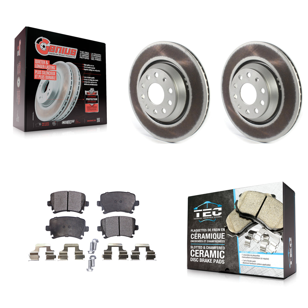Rear Coated Brake Rotors Ceramic Pad Kit For Volkswagen CC Passat GTI Golf R R32