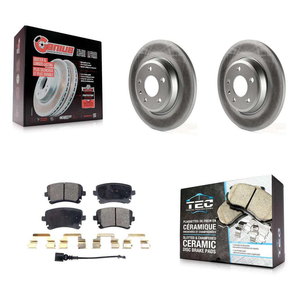 Rear Coated Disc Brake Rotors And Ceramic Pads Kit For Audi Q5 A4 allroad
