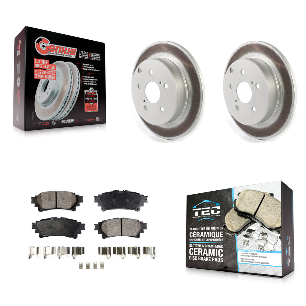 Rear Coated Disc Brake Rotors And Ceramic Pads Kit For Toyota Prius V Mirai