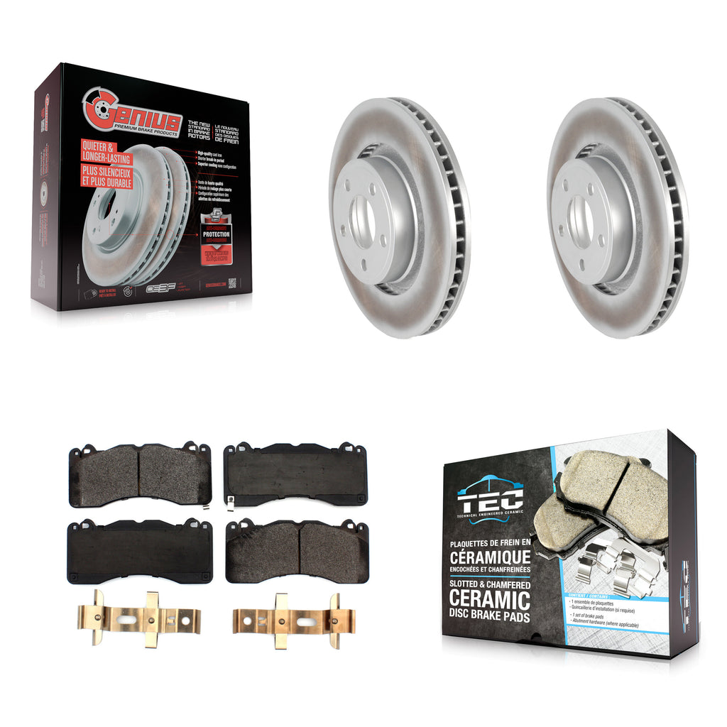 Front Coat Brake Rotor Ceramic Pad Kit For 15 Ford Mustang V6 With Brembo Brakes