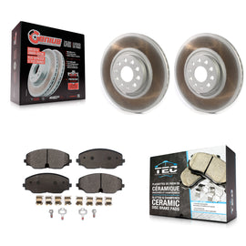 Front Coated Disc Brake Rotor & Ceramic Pad Kit For Volkswagen Atlas Cross Sport