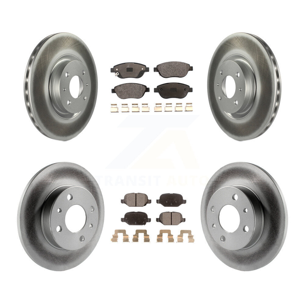 Front Rear Coated Disc Brake Rotors And Ceramic Pads Kit For Fiat 500