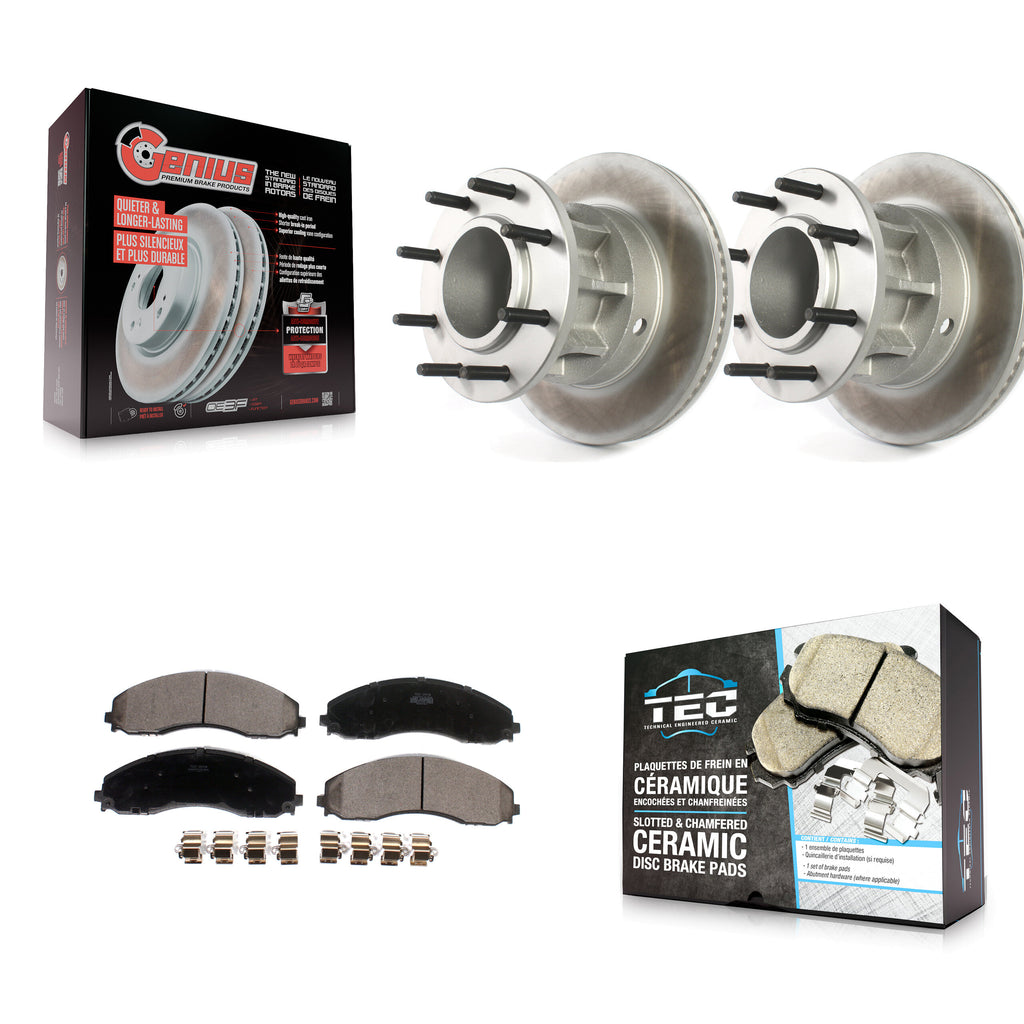 Front Coat Brake Rotor Hub Ceramic Pad Kit For Ford F-450 Super Duty F-550 4 X 2