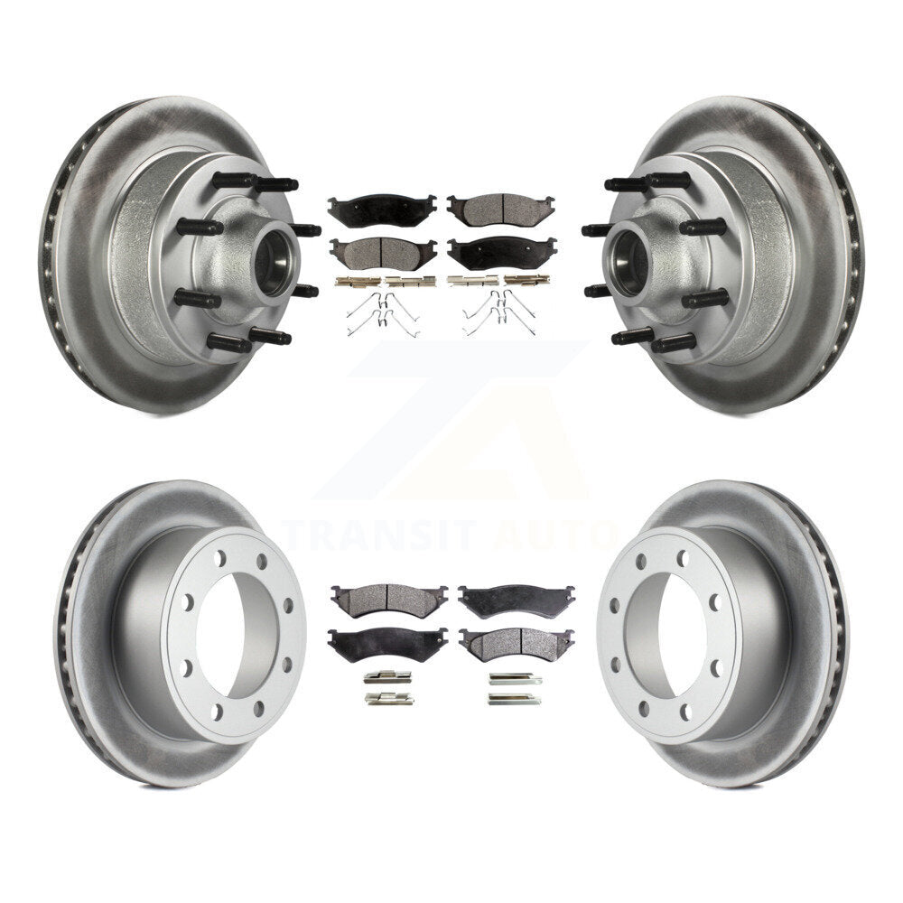 [Front+Rear] 2007 Ford E-150 From 10 17 06 Premium Coated Rotors & Ceramic Pads Brake Kit For Max Braking