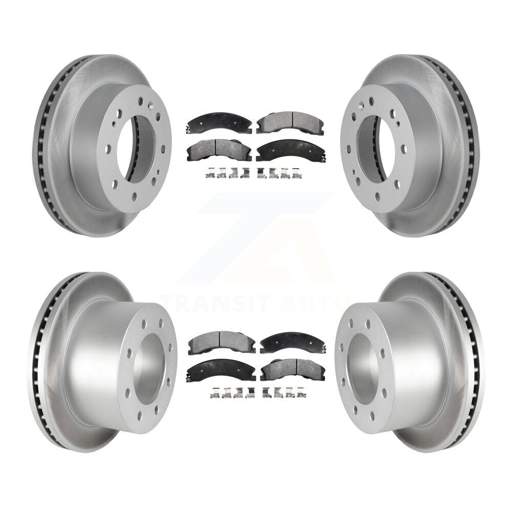 Front Rear Coat Brake Rotors Ceramic Pad Kit For Chevrolet Silverado 3500 HD GMC