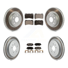 Front Rear Coated Disc Brake Rotors And Ceramic Pads Kit For Cadillac CTS
