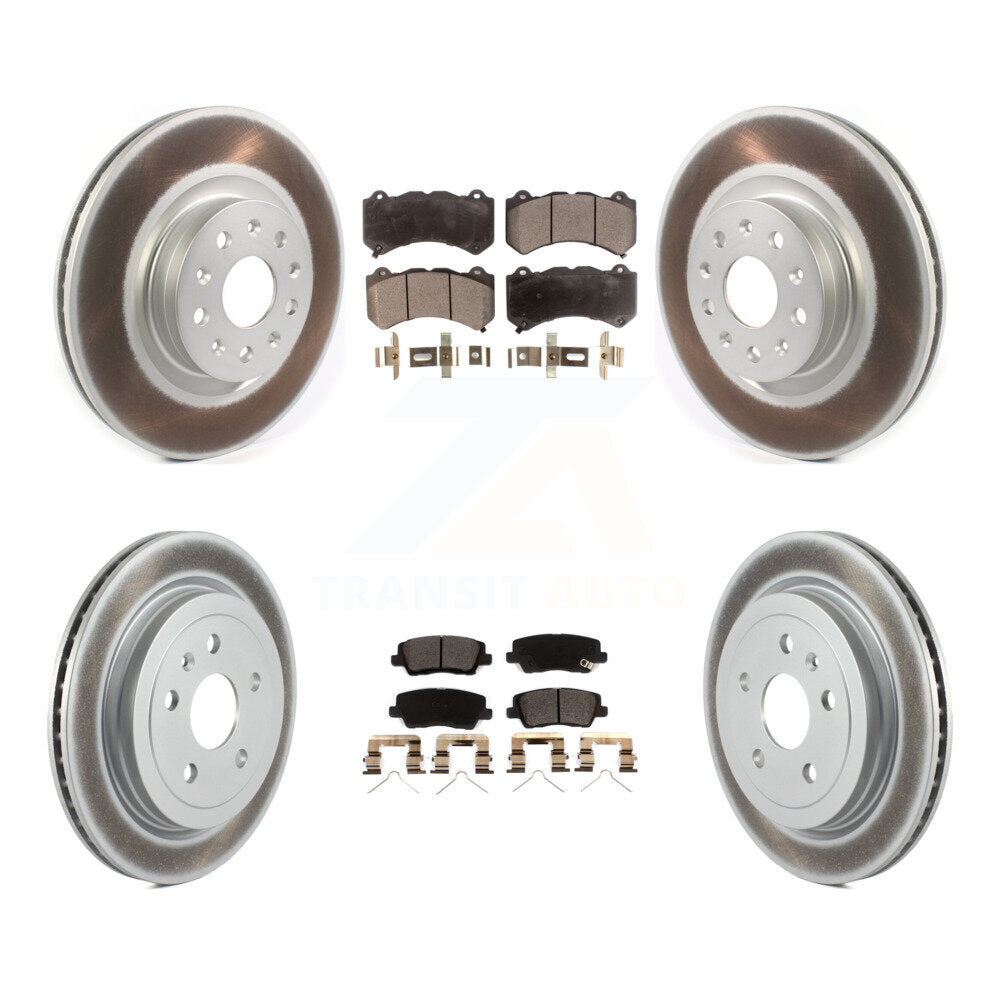 Front Rear Coated Disc Brake Rotors And Ceramic Pads Kit For Cadillac CTS