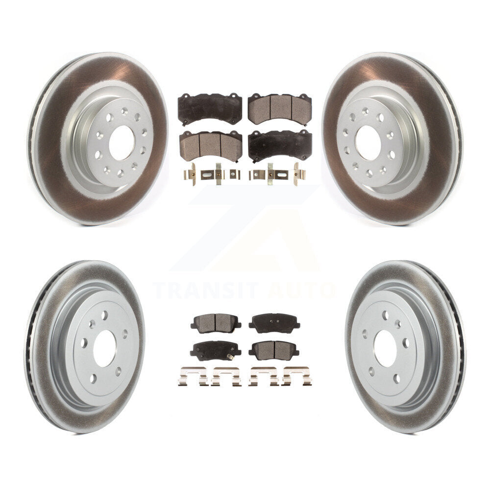 Front Rear Coated Disc Brake Rotors And Ceramic Pads Kit For Cadillac CTS