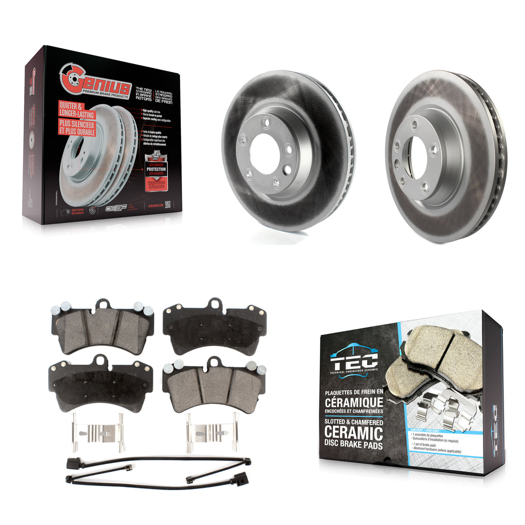 Front Coated Brake Rotors Ceramic Pad Kit For Audi Q7 Porsche Cayenne Volkswagen