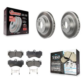 Front Coated Brake Rotors Ceramic Pad Kit For Porsche Cayenne Volkswagen Touareg