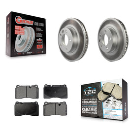 Front Coated Disc Brake Rotors And Ceramic Pads Kit For Volkswagen Touareg